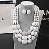 Bohemian Style Acrylic Faceted Rectangle Beaded Multilayer Necklaces & Dangle Earrings Sets WG4F927-05-1