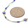 Brass Evil Eye & Glass Beaded Chain Necklace NJEW-JN04312-5