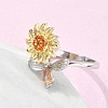 Sunflower and Dragonfly Rotatable Open Ring for Women RJEW-M139-16P-3