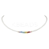 3mm Round Chakra Gemstone & Shell Pearl Beaded Necklaces for Women NJEW-JN05190-2