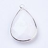 Silver Color Plated Brass Glass Teardrop Pendants X-GLAA-M006-A-22S-2