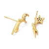 Rack Plating Brass Moon & Star Asymmetrical Earrings EJEW-D061-22G-2