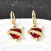 Heart Brass Glass Hoop Earrings EJEW-P333-09A-G-1