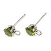 304 Stainless Steel Micro Pave Cubic Zirconia Stud Earring Findings STAS-H240-56P-06-1