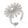 Rotatable Cubic Zirconia Flower Open Ring LS-RJEW-Q776-05P-1