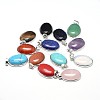 Oval Platinum Plated Brass Natural & Synthetic Mixed Stone Pendants G-F228-15-RS-1