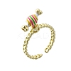 Brass Enamel Open Cuff Rings for Women RJEW-F179-08G-01-2