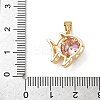 Brass Micro Pave Cubic Zirconia Fish Charms KK-Z136-49G-02-3