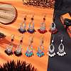 Halloween Skull Dyed Synthetic Turquoise & Alloy Dangle Earrings EJEW-JE05890-2