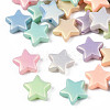 Spray Painted Frosted Opaque Acrylic Beads ACRP-S679-43B-1