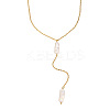 Natural Keshi Pearl Stick Pendant Stainless Steel Long Y Necklaces for Women SV1483-5