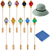 10Pcs 10 Colors Glass Hat Pins JEWB-BC00001-1