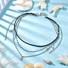 Summer 304 Stainless Steel Figaro Chain & Braided Leather Cord Chain Belts NJEW-C00034-2