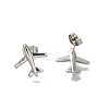 304 Stainless Steel Airplane Stud Earrings for Women EJEW-U027-02P-1