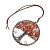 Brass & Natural Mixed Stone Chips Pendant Decorations HJEW-Z007-05R-4