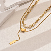 201 Stainless Steel Double-Layer Y-Shaped Necklaces for Women's Party Music Festival OH0726-1