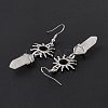 Natural Quartz Crystal Bullet with Sun Dangle Earrings EJEW-I276-01P-20-5