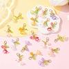 40Pcs 8 Styles Natural Yellow Jade & Natural White Jade & Malaysia Jade & Glass & Acrylic Pearl Flower Pendant Decorations HJEW-YW00156-5
