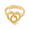 Real 18K Gold Plated Brass Alphabet Adjustable Rings RJEW-M139-18O-2