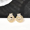 Flat Round Brass Micro Pave Cubic Zirconia Stud Earrings EJEW-A135-05G-1