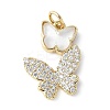 Brass Micro Pave Cubic Zirconia and Glass Pendants KK-F892-49G-2