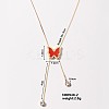 304 Stainless Steel Enamel Vintage Serpentine Chains Butterfly Pendant Necklaces IS8208-2-1