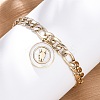 304 Stainless Steel Flat Round with Girl Charm Bracelets BJEW-A036-13G-01-1