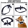 Black Polyester Bowknot Velvet Ring Pillows with Nylon Strong Dog Leash for Pet HJEW-DR00255-3