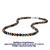 Synthetic Non-magnetic Hematite & Natural Tiger Eye & Obsidian Round Beaded Necklaces for Men LS-YX5918-1-3