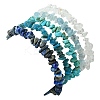 5Pcs 5 Styles Natural Quartz Crystal & Lapis Lazuli & Apatite & Aquamarine & Howlite Chip Beaded Stretch Bracelet Sets BJEW-JB10839-5