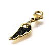 Feather 304 Stainless Steel Polymer Clay Rhinestone Pendant Decorations STAS-R153-50G-2