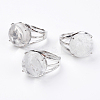 Adjustable Natural Quartz Crystal Finger Rings RJEW-F075-01G-1