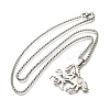 201 Stainless Steel Laser Cut Double Horse Pendant Box Chain Necklaces for Women Men LS-NJEW-E156-03P-4