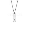 304 Stainless Steel Rectangle with Laser Cut Initial Pendant Necklaces FS-WG71FEF-09-1
