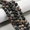 Natural Black Flower Amazonite Beads Strands G-G184-A05-01-2