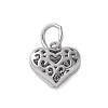 925 Sterling Silver 3D Hollow Flower Heart Charms STER-M099-02P-1