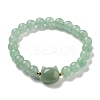 Round & Cat Head Natural Green Aventurine Beaded Stretch Bracelets for Women BJEW-K251-03B-2