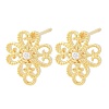 Brass Micro Pave Clear Cubic Zirconia Stud Earring Findings KK-Z099-01G-01-1