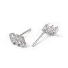Clear Cubic Zirconia Triple Rectangle Stud Earrings EJEW-L234-083P-2