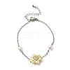 Sunflower Brass Cubic Zirconia Link Bracelets LS-BJEW-A004-01-1