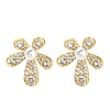 Flower Brass Micro Pave Clear Cubic Zirconia Stud Earring Findings KK-D102-08G-4