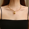 304 Stainless Steel Round Ball Pendant Choker Necklaces LS-NJEW-D058-01G-4