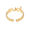 Ion Plating(IP) 304 Stainless Steel Word Love Open Cuff Ring for Women RJEW-S405-262G-3