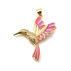 Rack Plating Brass Micro Pave Cubic Zirconia Enamel Pendants KK-L226-002G-01-1