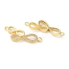 Rack Plating Brass Micro Pave Cubic Zirconia Infinity Connector Charms KK-C084-23C-G-2