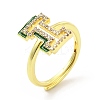 Mixed Color Enamel Initial Letter Adjustable Ring with Clear Cubic Zirconia RJEW-P045-01G-I-4