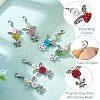 6Pcs 6 Colors Angel & Butterfly Alloy Beaded & Polymer Clay Pave Rhinestone Beaded Pendant Decoration HJEW-TA00339-5