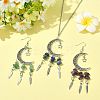 7Pcs Natural & Synthetic Gemstone Moon Pendant Decorations PALLOY-FS00062-6