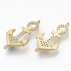 Brass Micro Pave Clear Cubic Zirconia Links Connectors ZIRC-T012-76G-2