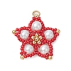 Glass Seed Beaded Star Pendants PALLOY-MZ00524-2